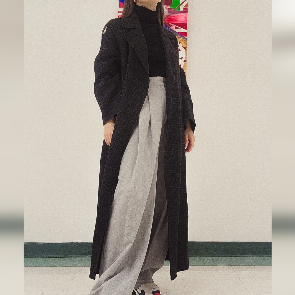 Massimo Dutti Robe Wool Coat Checked